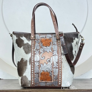 Women's Hand Tooled Genuine Leather <b>Large</b> Capacity Tote Bags Fashionable Cowhide Concealed Carry Crossbody Handbag Durable <b>Purse</b> - Product Image 1