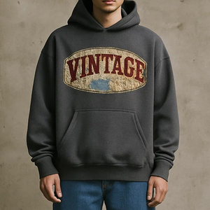 Sudadera con capucha de otoño ecológica con estampado gráfico pesado de gran tamaño Vintage para hombre, ropa de calle personalizada, Jersey OEM Retro Hip Hop - Product Image 4