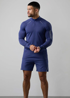 Shorts de sport Oxford bleus unis pour hommes, personnalisés OEM, respirants, écologiques, séchage rapide, coupe ajustée, pour l'extérieur