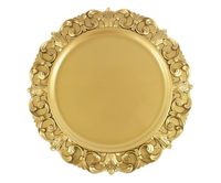 Assiette de présentation en métal élégante avec bordure, accessoire de design raffiné pour les dîners de luxe, les fêtes, les mariages, les services de traiteur