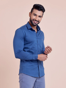 เสื้อเชิ้ตผ้าฝ้ายถักแขนยาวสำหรับผู้ชายคอตั้งใส่สบายและอเนกประสงค์สำหรับโอกาสที่เป็นทางการ - Product Image 5