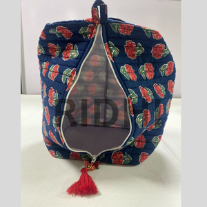 Sac de courses matelassé bleu marine réutilisable, écologique et portable, avec fermeture éclair, fait main, pour le marché et les courses, en gros - Product Image 6