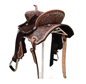 ชุดหมุดปักลายดอกไม้ตะวันตกหนัง DD สีน้ำตาลพร้อมเบาะสีเทอร์ควอยซ์ - Product Image 3