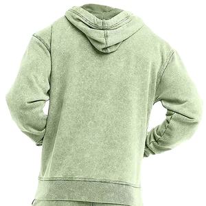 Sweat à capuche vintage noir délavé personnalisé pour homme, en pur coton épais, molleton français, délavé hivernal, teint uni 2026 - Product Image 2