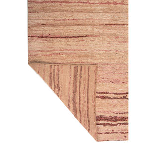 พรมขนสัตว์ถักมือสีเบจน้ำตาลลายทาง Aprezo 9x12 รุ่น AKWL-2027 สำหรับห้องนั่งเล่น ห้องโถง ทางเดิน รูปทรงสี่เหลี่ยมผืนผ้า พรมปูพื้นแบบจู๊ต - Product Image 5