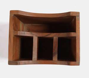 OEM classique Table en bois d'acacia organisateur Caddy fait à la main bas quantité minimale de commande personnalisé vente directe en ligne supports de stockage supports accessoire - Product Image 2