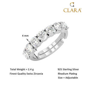 NOVAMART Fine Radiant Cut Diamond 925 Sterling <b>Silver</b> Cluster Eternity <b>Ring</b> with Rhodium Plating & <b>Adjustable</b> Band Wholesale Exp - Product Image 5