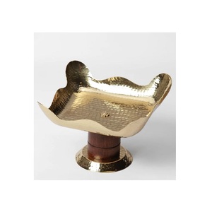 Tazón de chocolate martillado de acero inoxidable con soporte de madera Tazón de aperitivos de Calidad exclusiva para uso en la cocina - Product Image 5