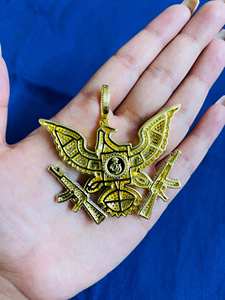 Colgante de Plata de Ley 925 con Incrustaciones de Diamantes Simulados de Moissanita, Estilo Hip Hop, Diseño Único de Águila Rey, con Dije de Oro de 14K - Product Image 3