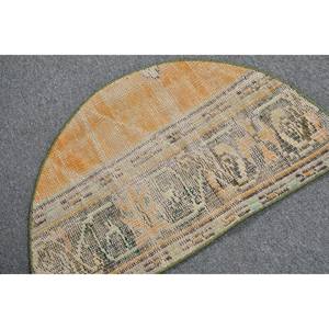 Tapis turc de grande surface classique Orange vert Patchwork Design Rectangle motif abstrait 2.5 X 1.5ft laine Latex pour vivre - Product Image 5