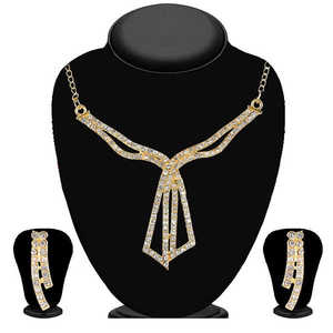 Kriaa <b>Fine</b> <b>Jewelry</b> <b>Set</b> Gold Plated White Austrian Stone Necklace 2103804 - Product Image 1