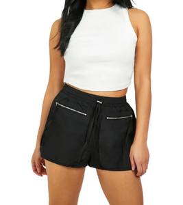 Nouveautés shorts d'été pour femmes sans couture logo personnalisé shorts de yoga d'entraînement pour femmes couleur unie poches avant zippées - Product Image 5