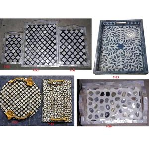 Bandeja decorativa para chocolate, bandeja para servir con incrustaciones de hueso, forma redonda y rectangular, bandeja de desayuno de buena calidad para hoteles - Product Image 4