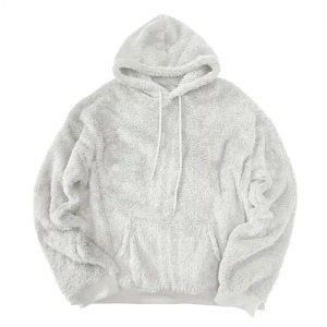 Good <b>Fabric</b> New Arrival Customized Sherpa Fluffy Fleece Hoodie Sweatshirts Heavyweight Thick Fur Pullover Hoodies Men WHOLESALE - Product Image 3