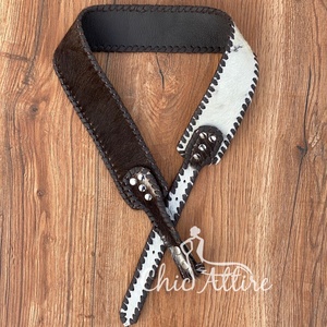 Cinturón de piel de vaca occidental hecho a mano para hombres y mujeres, cuero genuino de grano completo, resistente, sin hebilla, correa de vaquero, Correa atornillada - Product Image 1