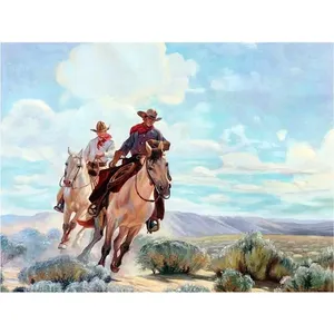 Riding the Range Chevaux Accent Tile Mural Cuisine Dosseret Mural en Marbre Style Céramique - Product Image 1