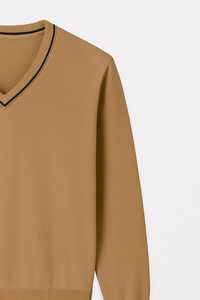 Pull-over vintage à col en V et manches longues pour hommes, coupe régulière, doux et confortable, articles de vente en gros FOB du Bangladesh - Product Image 4