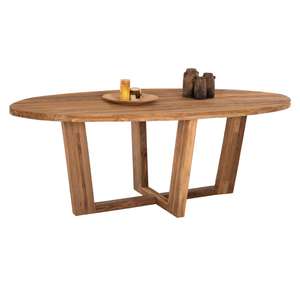 Mesa de comedor de teca reciclada contemporánea, muebles de madera modernos de estilo antiguo para Villa, casa de campo, apartamentos, almacenes - Product Image 1