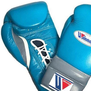 Gants de boxe à lacets Winning Bleu ciel Gris Cuir véritable Gants de boxe professionnels pour l'entraînement et le sparring 8oz 10oz 12oz 14oz 16oz - Product Image 2