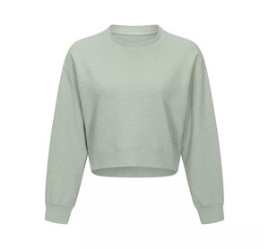 เสื้อสเวตเชิ้ตโอเวอร์ไซส์แบบสั่งทำพิเศษสำหรับผู้หญิง แขนปกติ คอกลมทรงหลวม บุผ้าโพลีเอสเตอร์/คอตตอน สำหรับฤดูหนาว สีพื้น 2 ชิ้น - Product Image 2