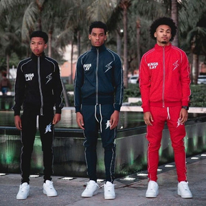 Conjunto de chándal OEM de 2 piezas al por mayor, conjunto de pantalones de chándal y sudadera con capucha y logotipo personalizado para hombre, Conjunto de jogging reflejado para hombre - Product Image 1