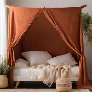 Cortinas de cama con dosel de lino y panel de cortina transparente con estilo moderno con cortinas suaves transpirables y cómodas - Product Image 4