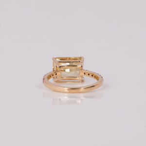 Anillo de compromiso de diamante cultivado en laboratorio de corte radiante amarillo clásico chapado en oro plateado anillo de ajuste de pavé de diamante de corte redondo rosa de moda - Product Image 4