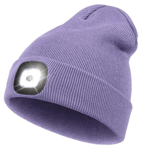 Gorro de faro con puños iluminados de punto cálido de invierno recargable Gorro de gorro LED de invierno unisex con luz - Product Image 3