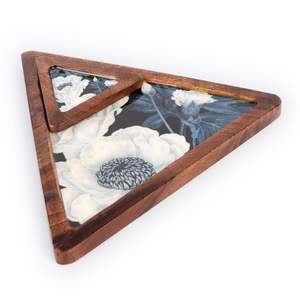 Plateau de service alimentaire de cuisine personnalisé en bois, métal, acrylique, rectangulaire, pour les collations, les fruits, les biscuits - Product Image 1