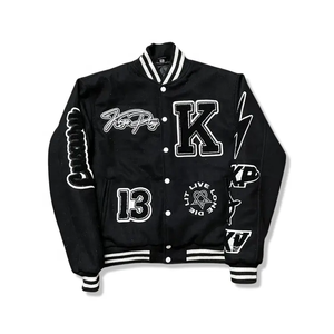 OEM Manufacturers Streetwear Men Baseball Leather Jackets Casual Knitted Jersey Fleece Chenille Embroidery Men Varsity Jacket - Product Image 6