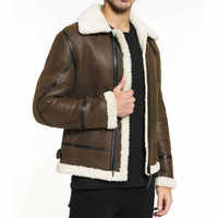 Veste de camionneur d'hiver en cuir véritable de vachette marron foncé vieilli de qualité supérieure pour homme, col montant, fabriquée au Pakistan