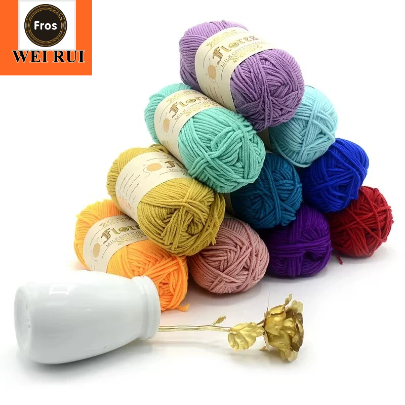 Акриловая шерсть millk 100 грамм ковер 5Ply 50 г амигуруми Прошивная ручного вязания 3 слоя тонкого органического молока хлопчатобумажное Вязание Пряжа для младенцев