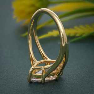 Best Offer IGI Certified VVS Marquise Cut Lab Grown Diamond Gold Plated 925 Sterling Silver <b>Split</b> Shank Engagement <b>Ring</b> For Gift - Product Image 5
