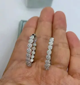 Boucles d'oreilles pendantes en plaqué or jaune 14 carats avec diamant Tishya vintage pour femme - Product Image 2