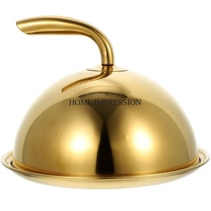 Nuevo aspecto pulido brillante, textura martillada chapada en oro de alta calidad, cúpula de comida de forma redonda hecha de Metal de primera calidad de la India - Product Image 4