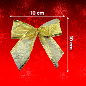 Confezione da 4 fiocchi natalizi in plastica trasparente con finitura glitterata - Rosso Argento Oro - Product Image 1