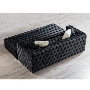 Fabricant de canapés Offres Spéciales design modernes rembourrés de luxe en velours noir capitonné Mobilier de salon Canapé de chambre à coucher - Product Image 3