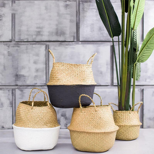 Seagrass <b>Basket</b> Handwoven <b>Basket</b> <b>With</b> <b>Handles</b> Plant Basin Cover Handicraft Custom Size Vietnam Manufacturer - Product Image 4