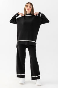 Conjunto de Suéter y Pantalones de Punto Indispensable para Mujer, con Cuello Polo, Detalles de Botones y Estilo Cárdigan, de Alta Calidad, para Uso Diario y Oficina - Product Image 3