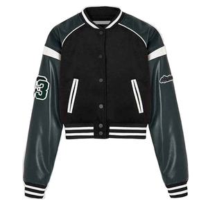 2023 Wholesale Cropped Varsity <b>Jacket</b> for <b>Men</b> Chenille Embroidery Leather Sleeves Women's Baseball <b>Jacket</b> - Product Image 1