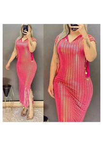 Robe de danse du ventre égyptienne - Abaya style Nancy en Lycra extensible avec pièces de monnaie et bandes métalliques (taille unique) - Product Image 3