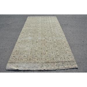 Rug, 5.1x9.9 ft Turkish Rug, <b>Brown</b> Bordered Rug <b>Wool</b> - Product Image 1