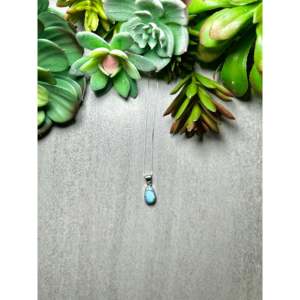 Collier Sherly Martinez Golden Hill, design géométrique goutte d'eau, turquoise, argent sterling, sertissage clos, rhodium, platine, cadeau - Product Image 1