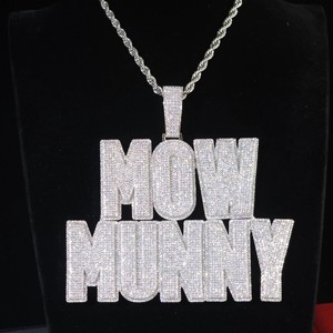 Dijes de Diamante Moissanita VVS con Corte Marquesa, Oro Helado, que Pasan el Test de Diamantes, Letra Personalizada, Estilo Hip Hop, Joyería Fina para Hombre - Product Image 4