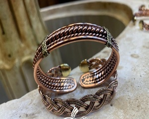 <b>Adjustable</b> 8mm Flat Copper <b>Bracelets</b> Health Magnetic Arthritis Bangles Fashion Beaded <b>Bracelets</b> - Product Image 4