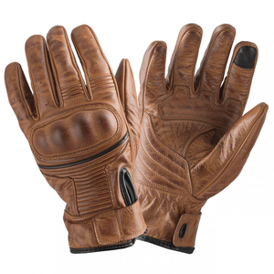 Tan ถุงมือหนังแท้สำหรับผู้ชาย, ถุงมือหนังแท้สำหรับนักแข่งรถมอเตอร์ไซค์สีดำ - Product Image 1