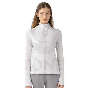 Women's Long Sleeve Zipper Sports <b>Jacket</b> for Autumn and Winter Gym <b>Yoga</b> Stand Collar Woven Fabric Front Logo New Design - Product Image 2