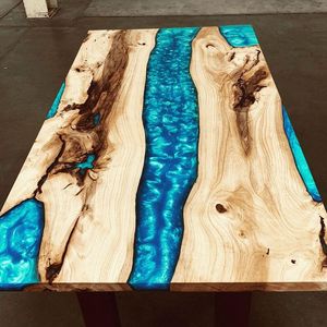 โต๊ะเรซินอีพ็อกซี่ทรงกลมสำหรับห้องรับประทานอาหารเฟอร์นิเจอร์โต๊ะแม่น้ำและไม้เรซิ่นสำหรับบ้านสำนักงาน - Product Image 3