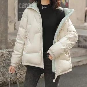 Veste rembourrée à manches longues pour femmes de haute qualité-Col haut, manteau en duvet à capuche zippé avec poches, coupe-vent, coupe tendance et ample - Product Image 2