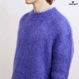 Pull-over décontracté pour homme, couleur unie, manches longues, grande taille, logo frontal, anti-boulochage, tricot en laine grossière, meilleure vente - Product Image 5